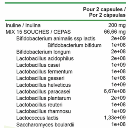 composición probiótico mezcla de 15 cepas