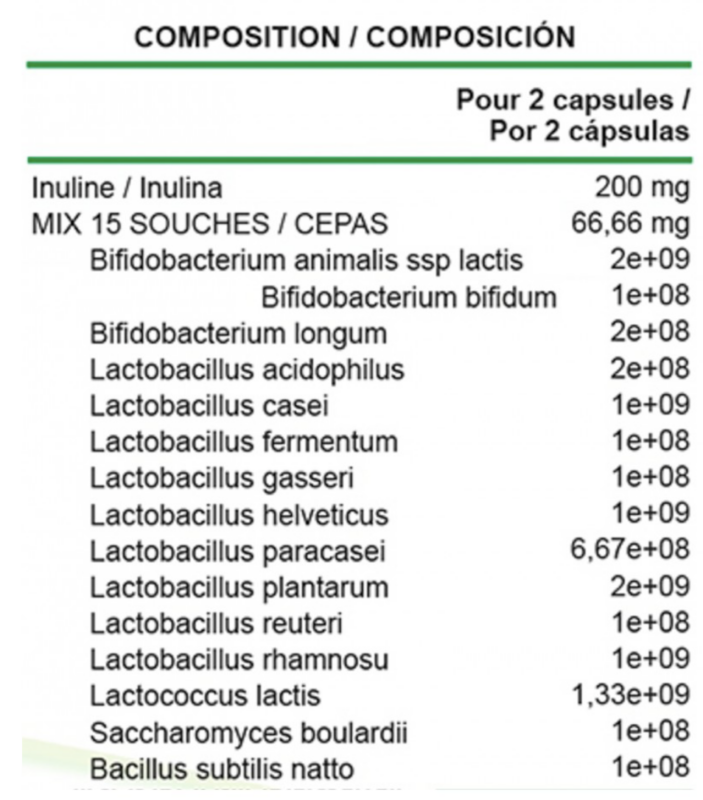 composición probiótico mezcla de 15 cepas
