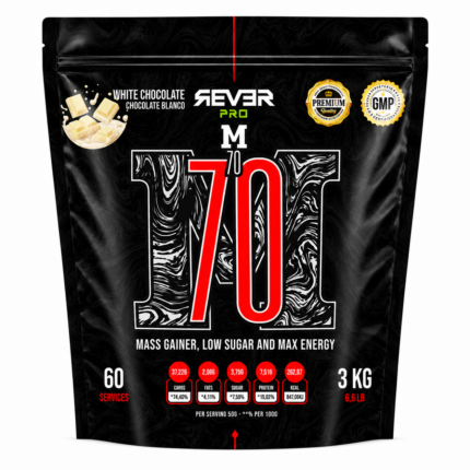 Mass Gainer M70 Chocolate Blanco con creatina añadida ganador de masa muscular low sugar 3 kg